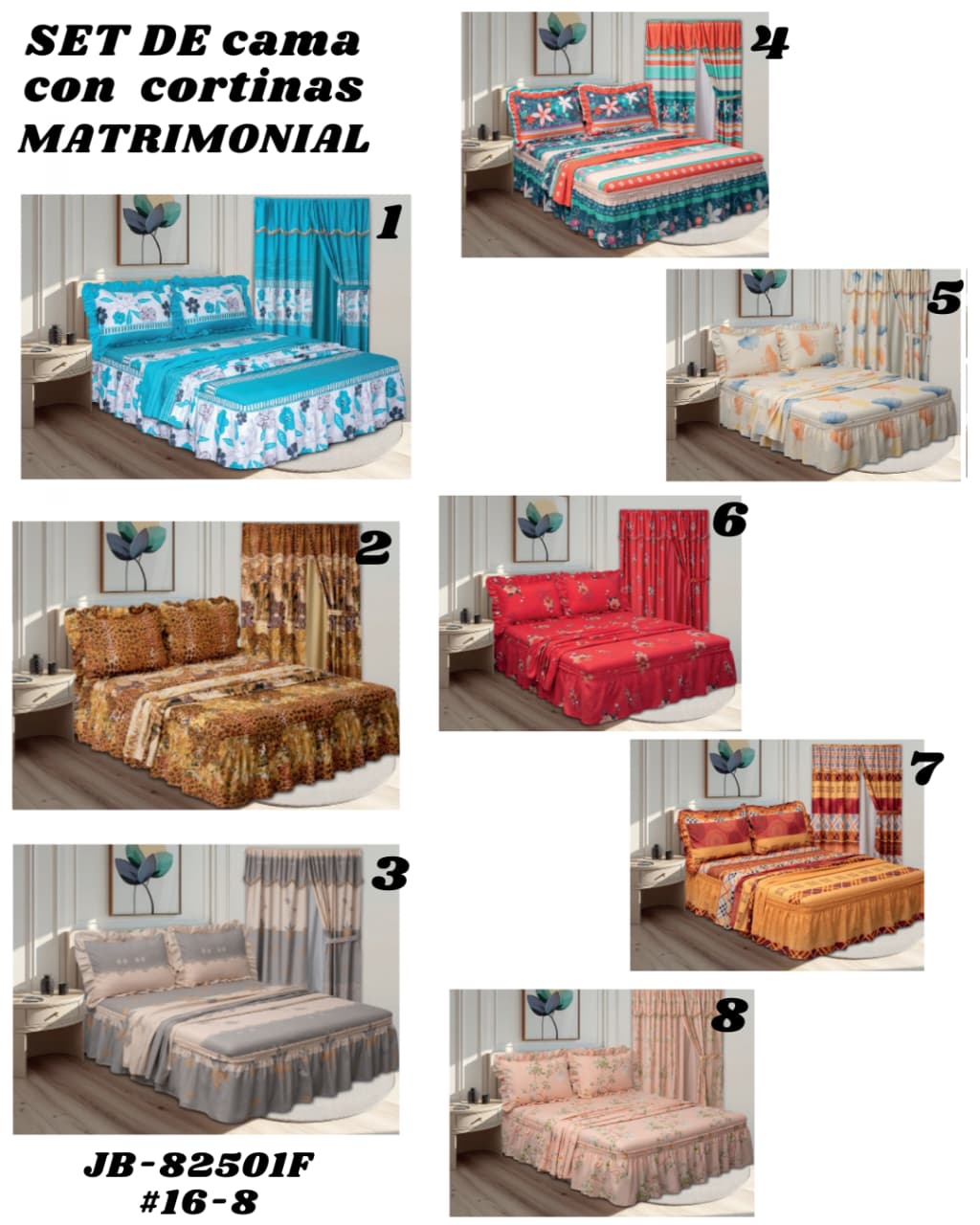 Set de S&aacute;banas Matrimonial con Cortinas - Imagen principal