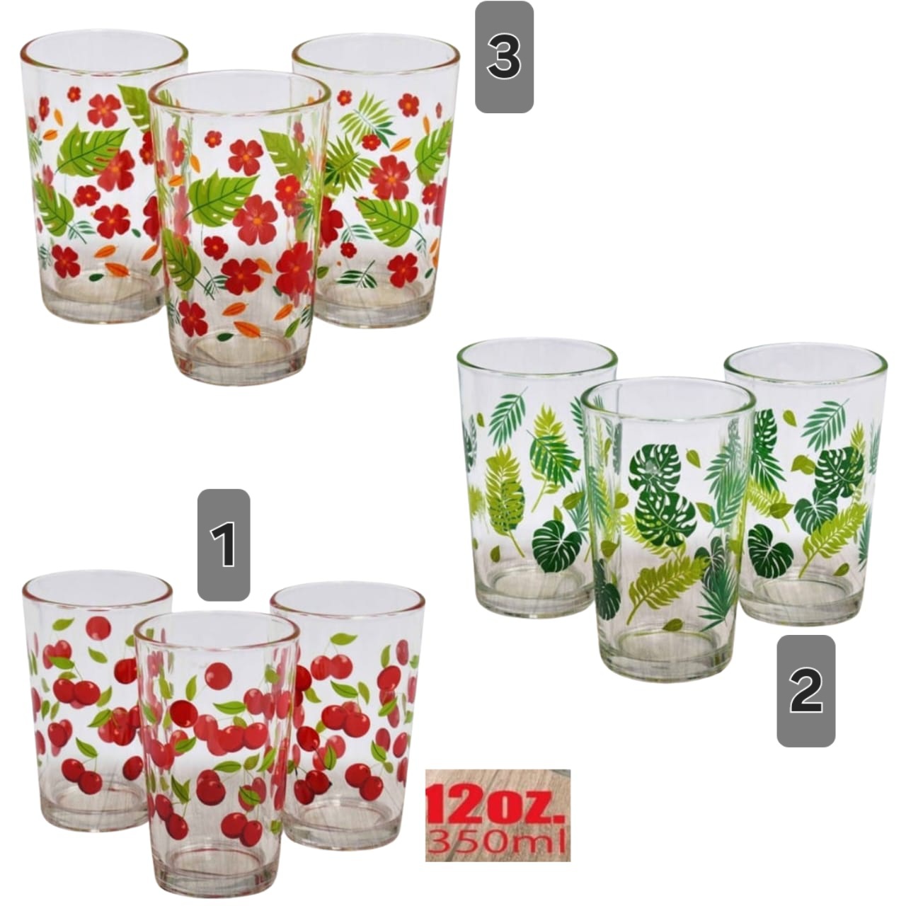 6 Vasos de Vidrio 12oz - Imagen principal