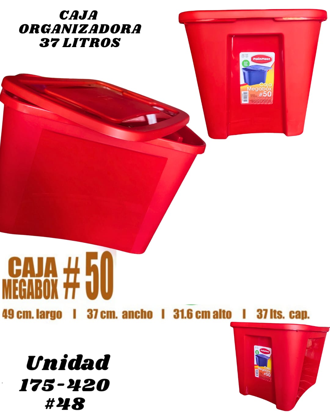 Caja Pl&aacute;stica Organizadora 37L - Imagen principal
