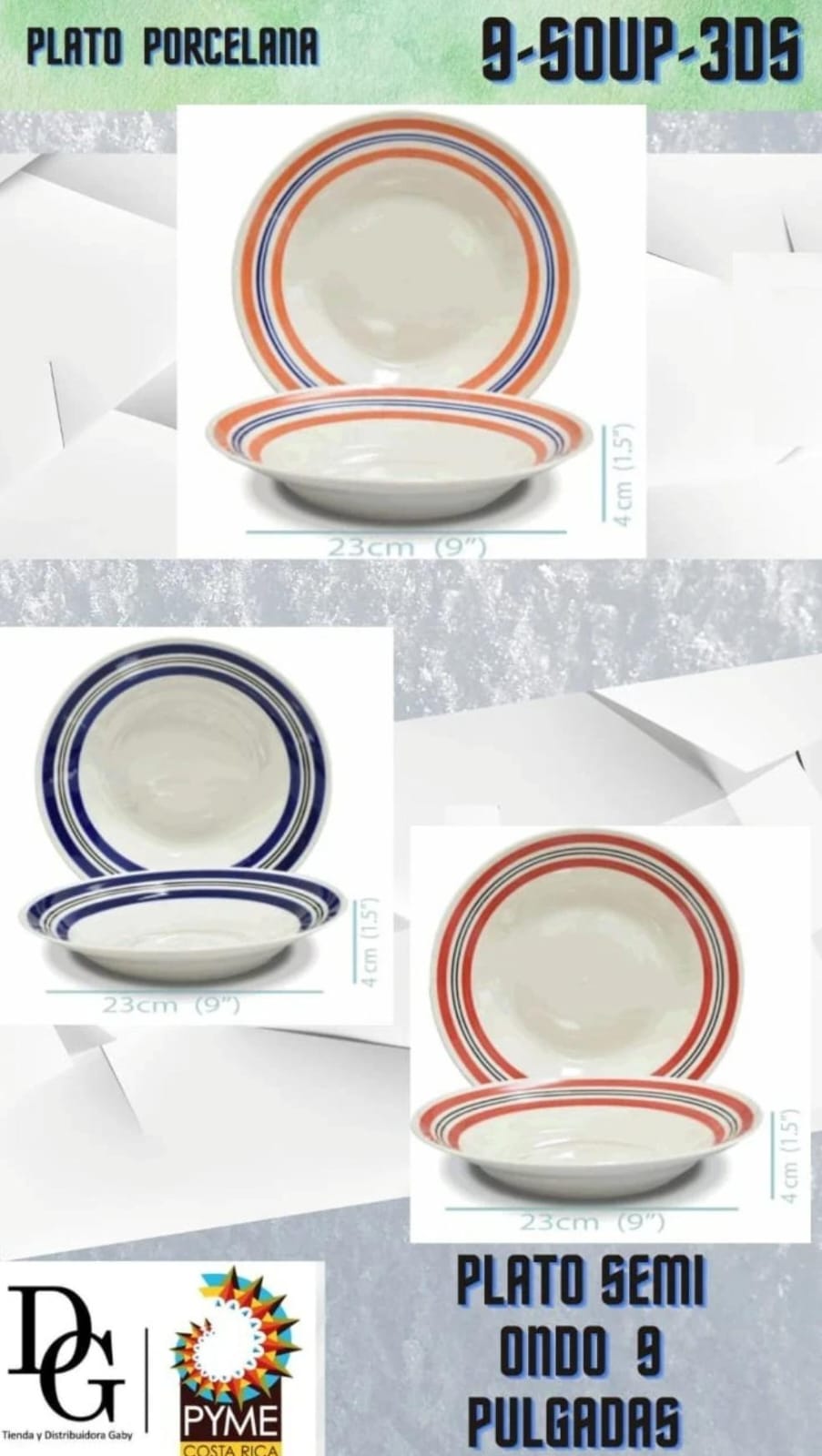 Paquete de Platos Semi Hondo 9" - Imagen principal