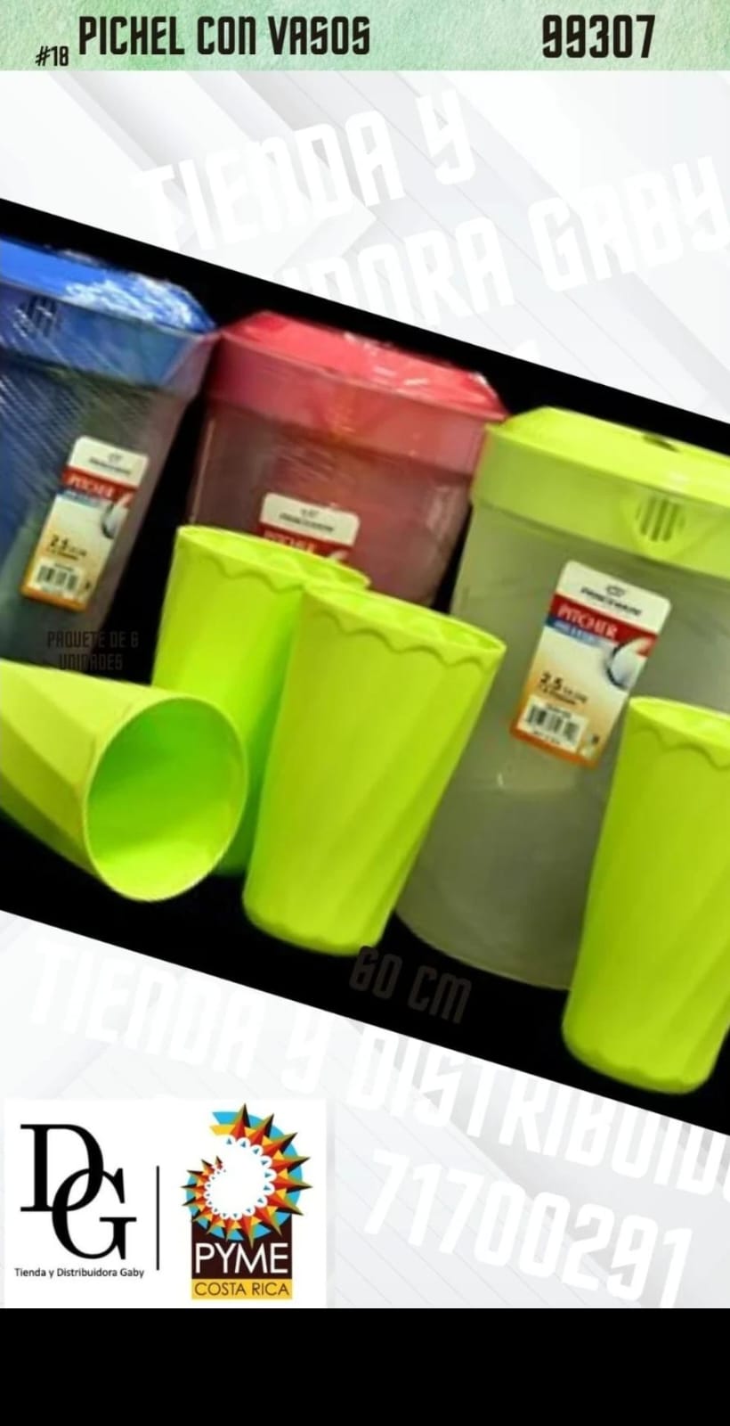 Pichel Pl&aacute;stico con Vasos - Imagen principal