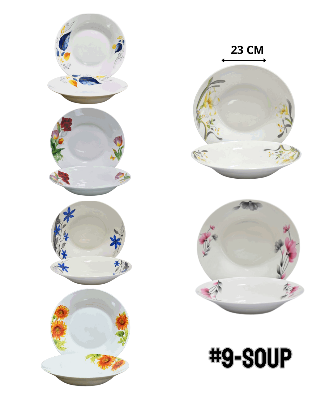 6 Platos Semi Hondos de Porcelana 9"  - Imagen principal
