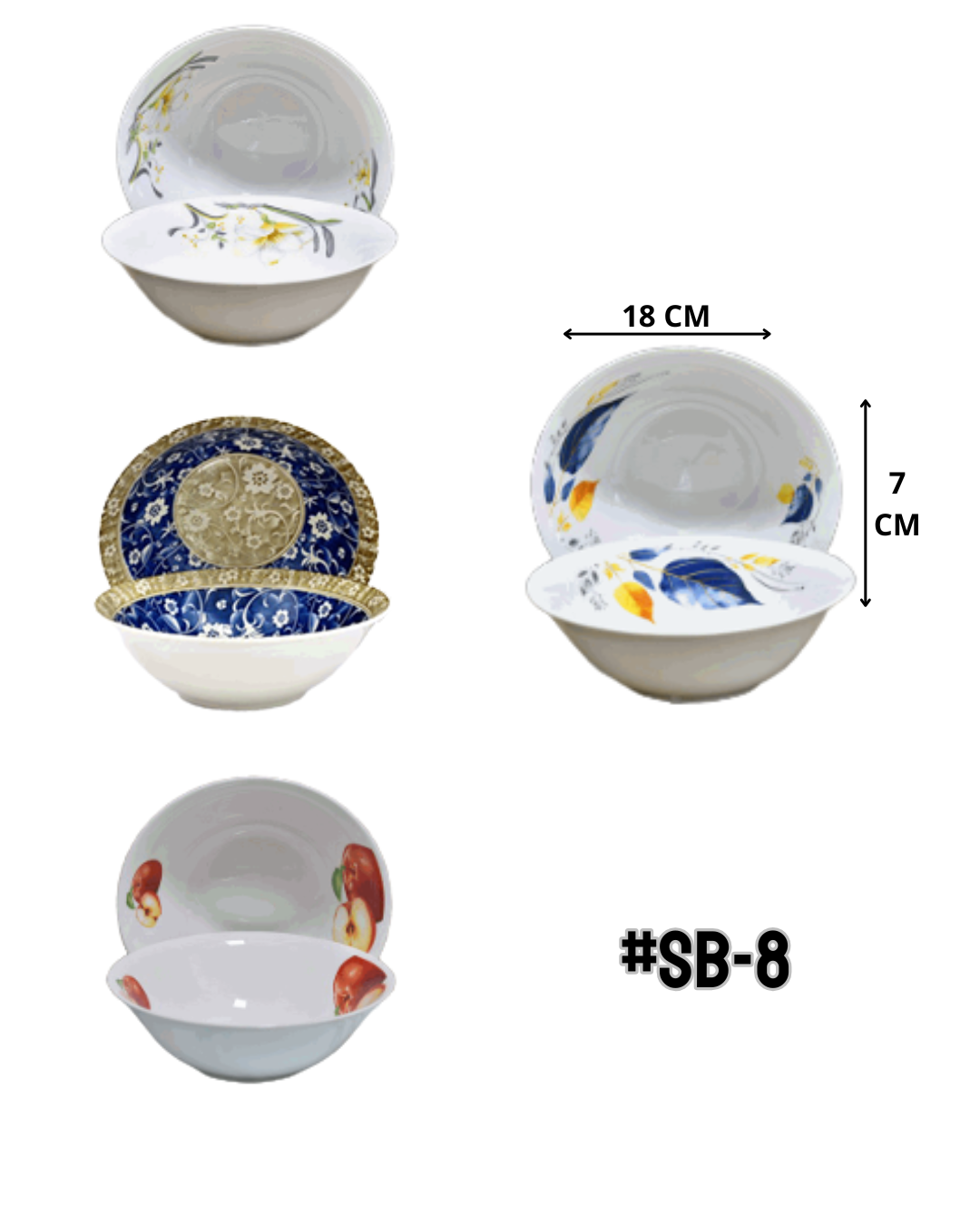 6 Platos Soperos de Porcelana 8" - Imagen principal