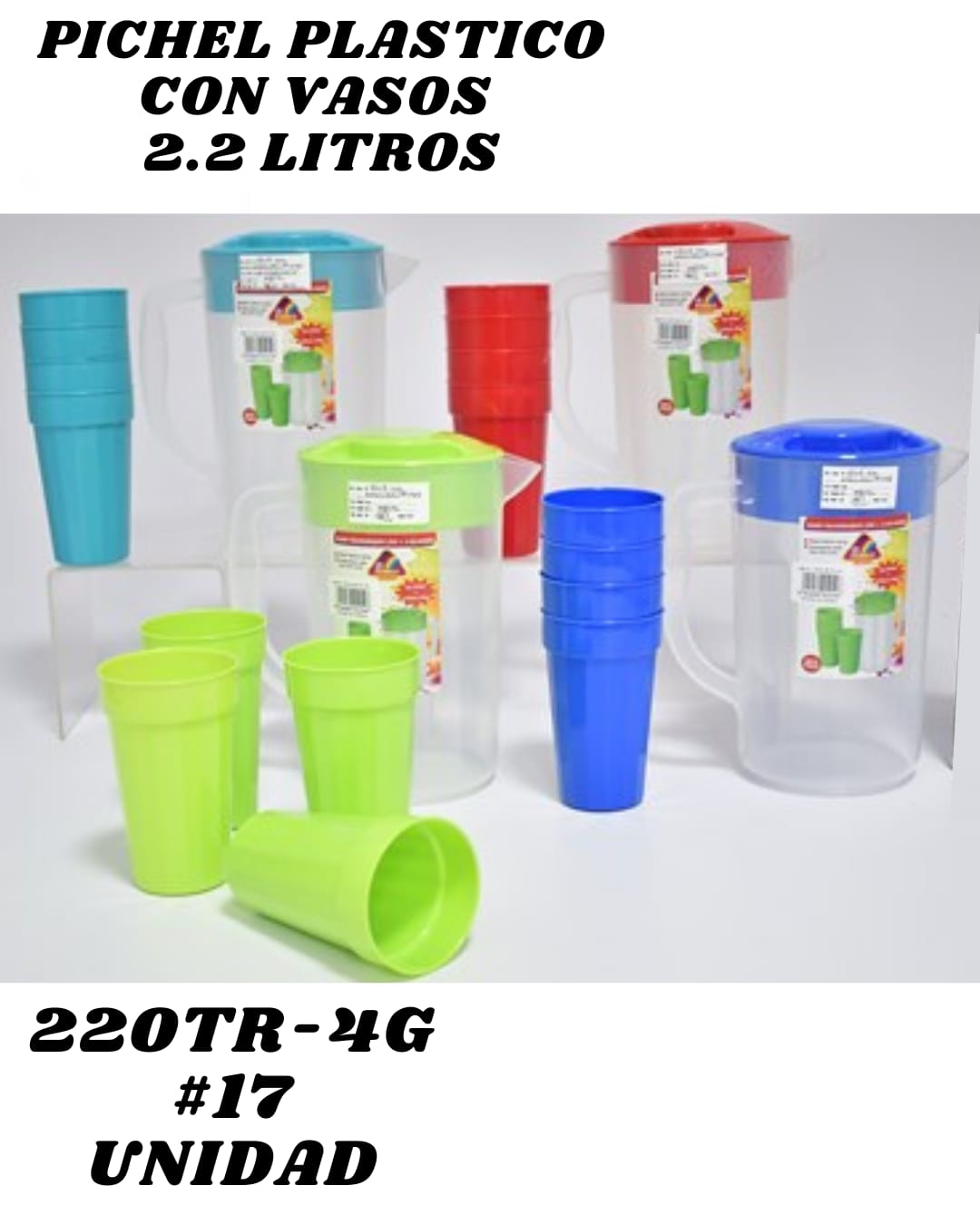 Pichel Pl&aacute;stico con Vasos 2.2L - Imagen principal