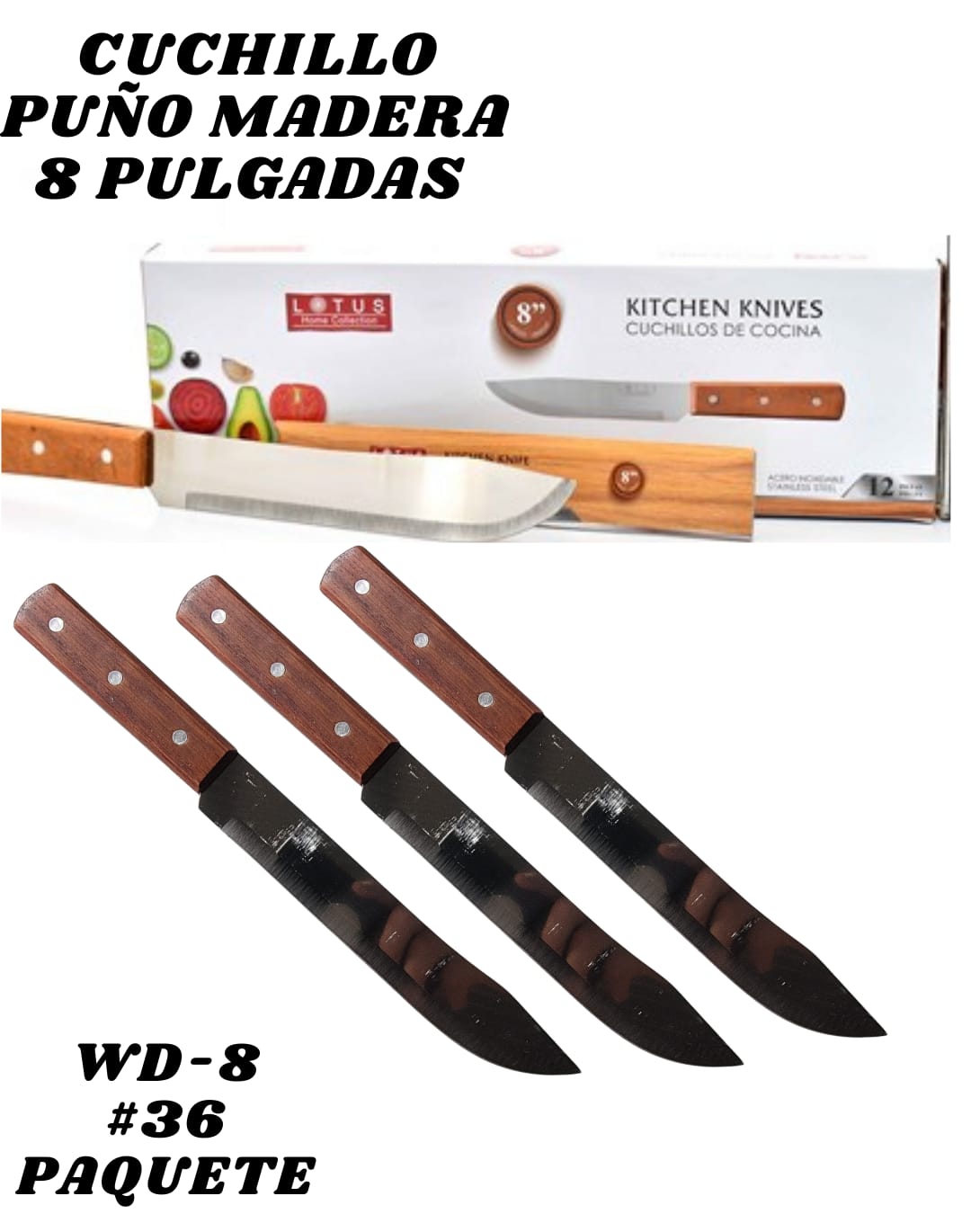 6 Cuchillos de Cocina 8" - Imagen principal