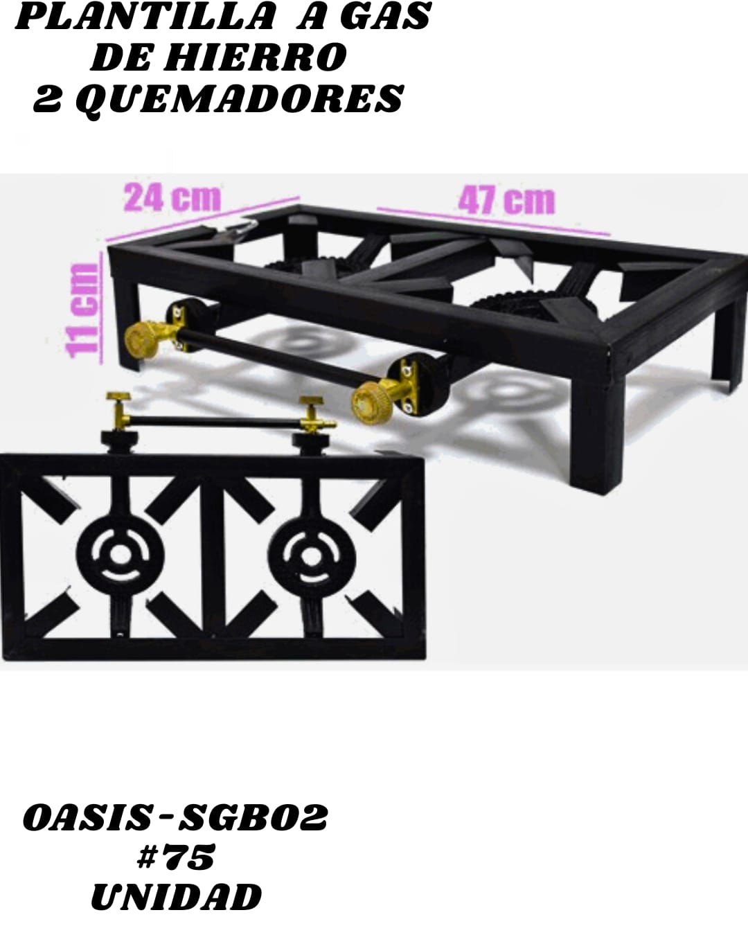 Plantilla Gas 2 Quemadores Hierro - Imagen principal
