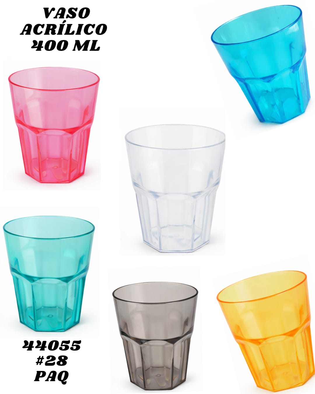 6 Vasos Whiskero-Pl&aacute;stico 400ml - Imagen principal