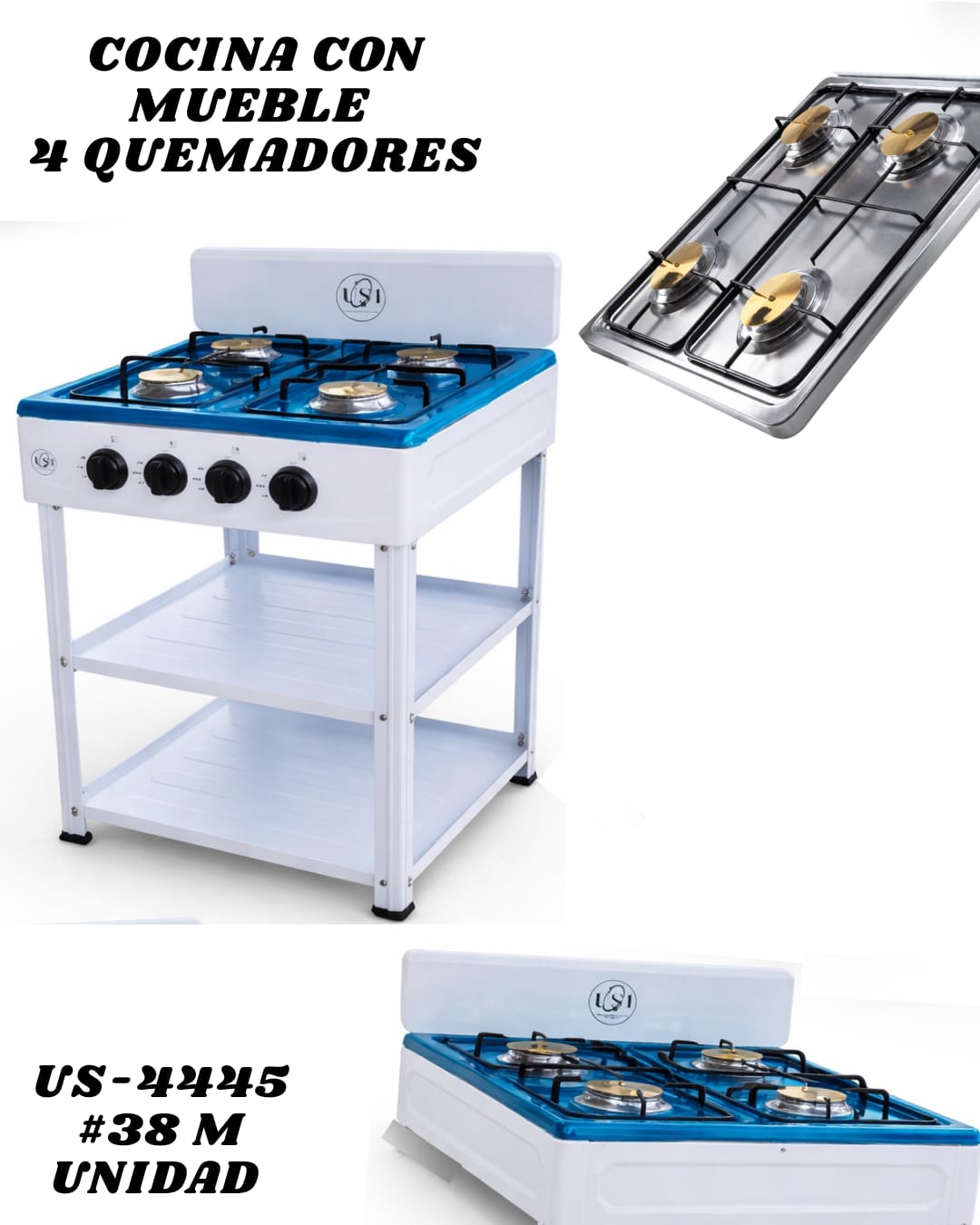 Plantilla de Gas 4 Quemadores con Estante - Imagen principal