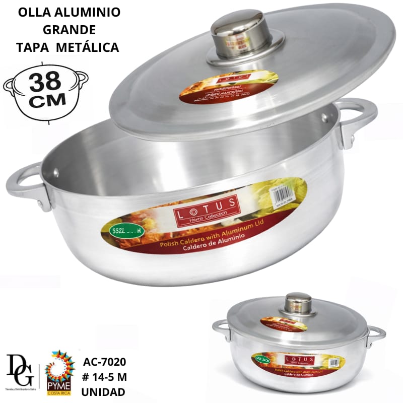 Olla de Aluminio con Tapa 38cm - Imagen principal