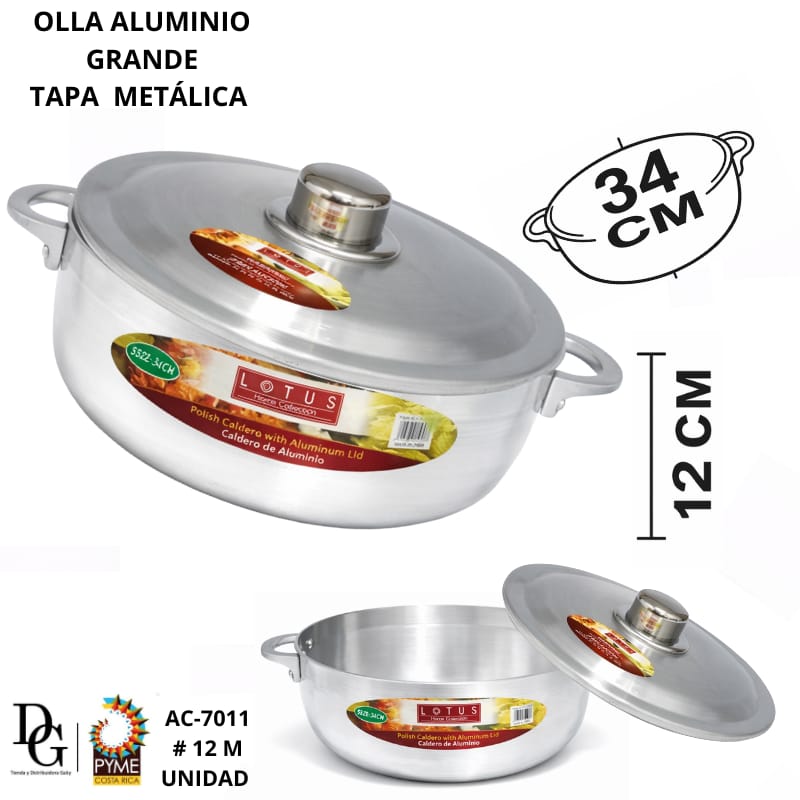 Olla de Aluminio con Tapa 34cm - Imagen principal
