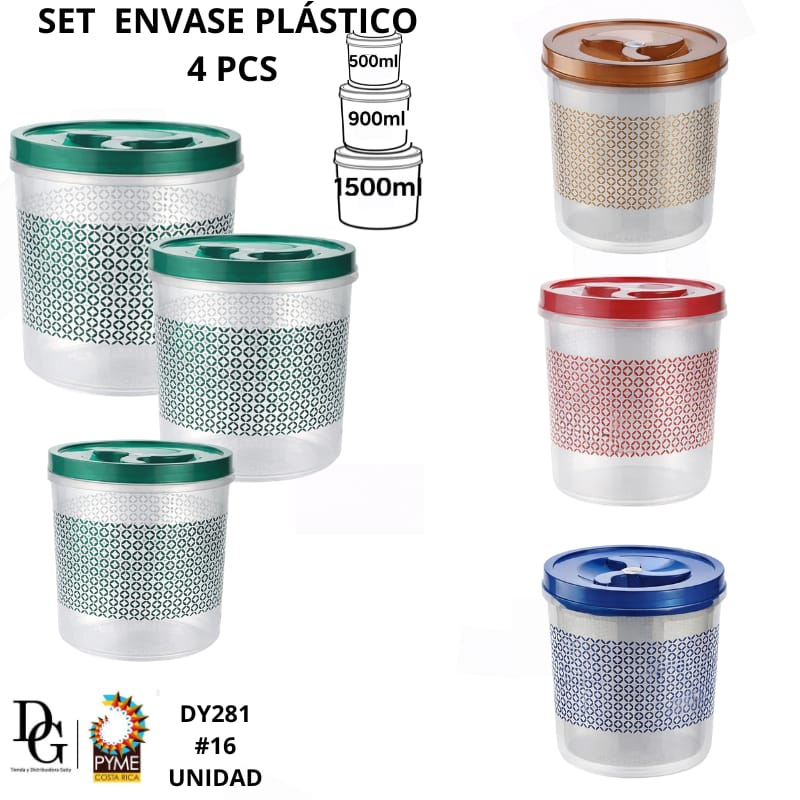 Set Envase Tapa Rosca 3 PZAS - Pl&aacute;stico - Imagen principal