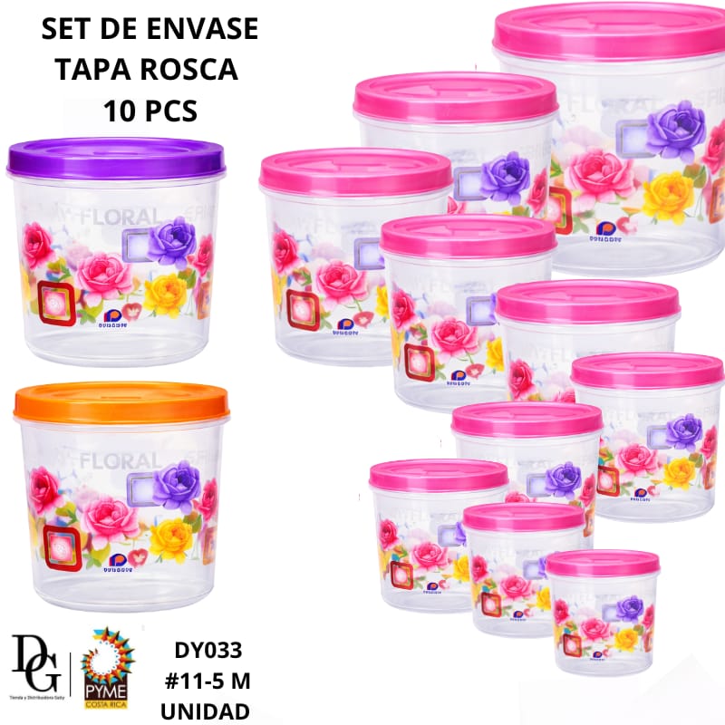 Set Envase Pl&aacute;stico Tapa Rosca 10 PZAS - Imagen principal