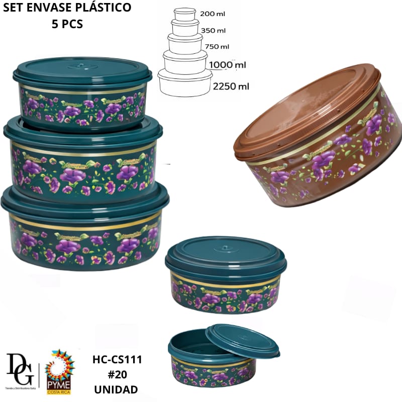 Set Envase Pl&aacute;stico 5 PZAS - Imagen principal