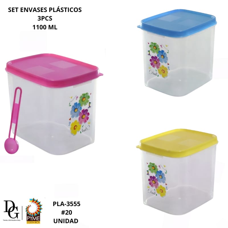 Juego de 3 Envases Pl&aacute;sticos 1100ML - Imagen principal